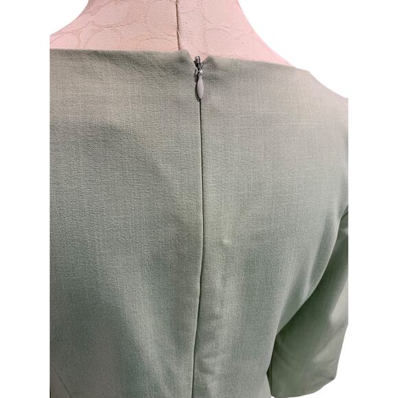 Size 6 Trio Brand Sage Green A-Line Dress Lined 3/4 Sleeve - Picture 6 of 9